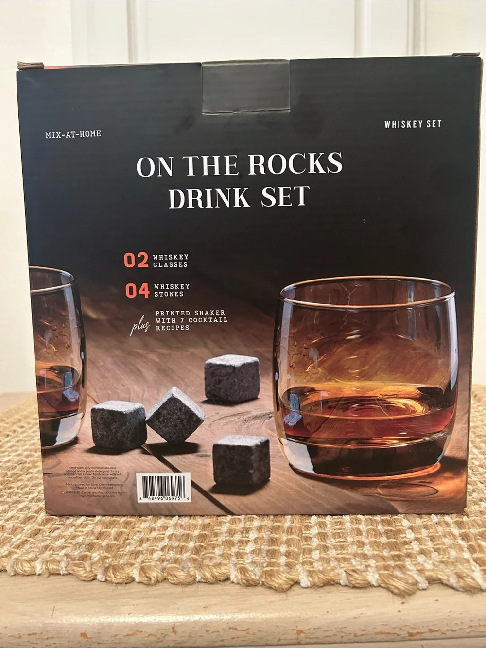 Gray Whiskey Bar Set with Shaker and Stones